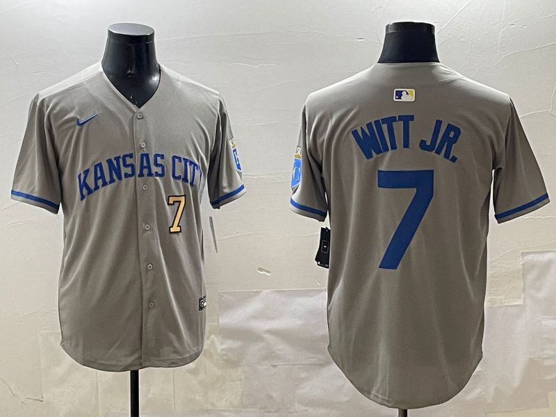 Men Kansas City Royals #7 Witt jr Grey Game 2025 Nike MLB Jersey style 3163->kansas city royals->MLB Jersey